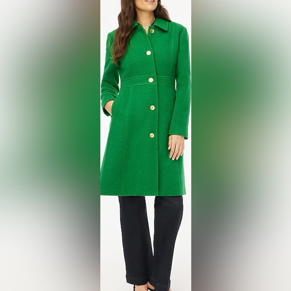 Brand New Gorgeous Green Wool Lady Coat! Jcrew Factory! Sz 12.